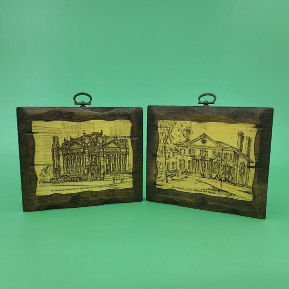 Rare Vintage Toronto Architectural Drawing Art Wall Decor Set of 2 4x6 Signed - Picture 3 of 15